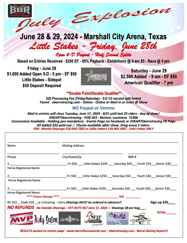 2 Hearts Barrel racing 2024 Events Best Arenas